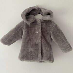 Cozy Gray Faux Fur Kids Coat size 6-12 months